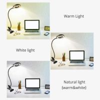 ■❏✾ LED Clip Desk Lamp Reading Light Study Lamp Eye Care Protection with 10 Dimmable Brightness 3 Light Modes USB Powered Flexible Gooseneck Clamp for Bed Headboard Table Office Lights 7W (Black)