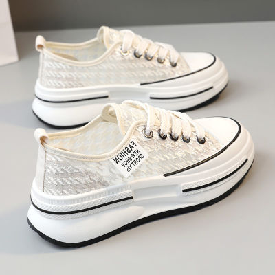 New Mesh Womens Shoes 2023 Summer Breathable Increased Platform Casual Shoes Popular White Shoes All-Matching Cloth Shoes