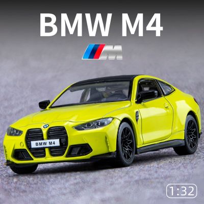 โมเดลรถรถโลหะผสม BMW M4 IM G82ซุปเปอร์คาร์แบบ1:32พร้อมไฟท้ายเสียงแบบดึงถอยหลังของขวัญสำหรับเด็กโมเดลของเล่นเหล็กหล่อ