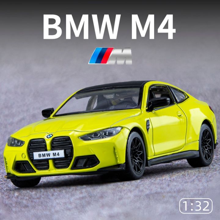 โมเดลรถรถโลหะผสม-bmw-m4-im-g82ซุปเปอร์คาร์แบบ1-32พร้อมไฟท้ายเสียงแบบดึงถอยหลังของขวัญสำหรับเด็กโมเดลของเล่นเหล็กหล่อ