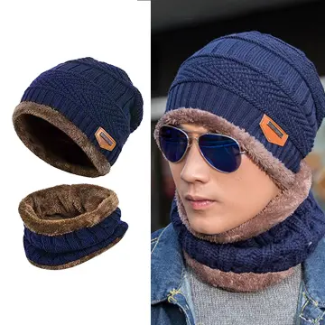 Winter Hats For Men Skullies Beanie Hat Winter Cap Men Women Wool Scarf Caps