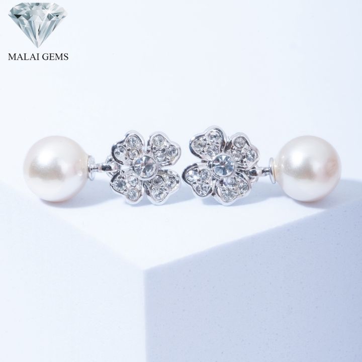 malai-gems-ต่างหูเพชร-เงินแท้-silver-925-เพชรสวิส-cz-เคลือบทองคำขาว-รุ่น11005596-แถมกล่อง-ต่างหูcz-ต่างหูเงินแท้