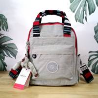 KIPLING 3 WAYS MINI BACKPACK ซับในลายตาราง กระเป๋าสะพาย 3 Ways รุ่นใหม่  วัสดุ Nylon &amp; Polyester 100%