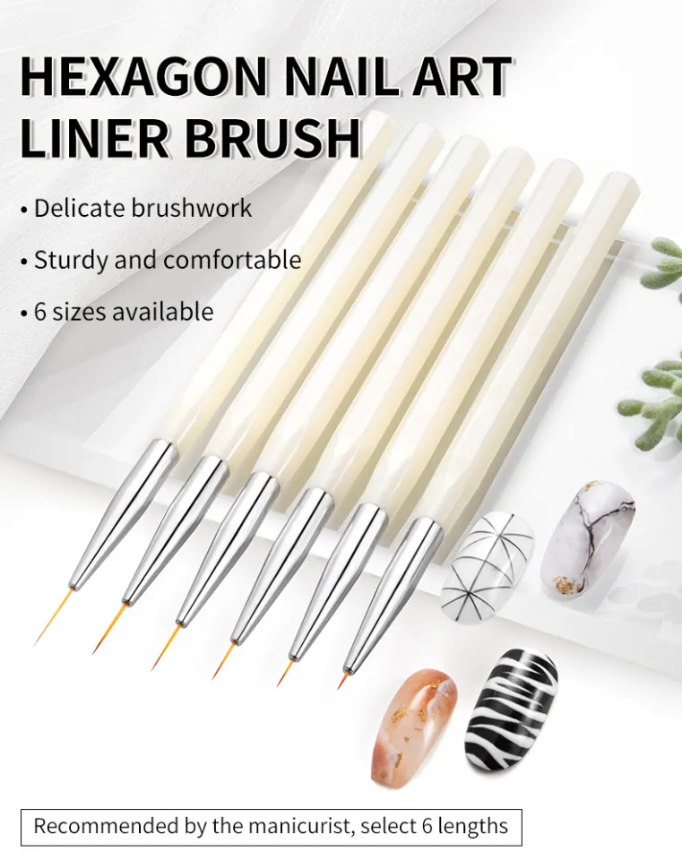 6Pcs Nail Art Brushes for Nail Art Liner Brushes Nail Gel Polish Painting  Brush for Long Lines Thin Nail Design Brush Fine Striper Liner Brush Nail  Detail Brushes for Nail Art Painting