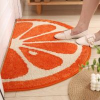 Half Round Fruit Slice Bath Mats for Bathroom Anti slip Cozy Orange Rug Fluffy Yellow Lemon Bath Rugs Cute Indoor Doormat