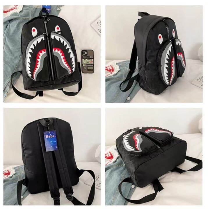 2023-new-shark-school-bag-personalized-graffiti-student-backpack-mens-and-womens-fashion-trend-travel-bag