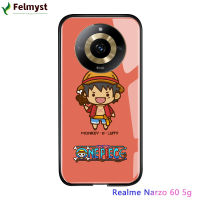 สำหรับ Realme 11 5G Realme Narzo 60 5G การ์ตูนสำหรับเด็กผู้หญิงน่ารักสำหรับเด็กผู้หญิงอนิเมะสำหรับเด็กผู้หญิงผู้หญิงตัวละครเย็นเคสลัฟฟี่ซานจิกระจกนิรภัยมันวาวฝาครอบกันกระแทก