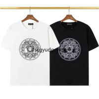 Short Sleeve T-Shirt Pure Cotton Round Neck Classic Flower Medusa Embroidered Men Women Same Top