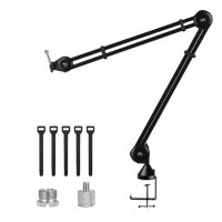 THLT9A Heavy Duty Microphone Boom Arm Stand Adjustable Suspension Scissor Mic Stand with Adapter,for Voice Recording