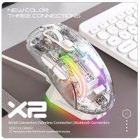 โจมตีฉลามใหม่ X2ระบบชาร์จแม่เหล็กเมาส์บลูทูธ,ไตรโหมด,ไฟ RGB,โปร่งใส,ตัวระบุแบตเตอรี่,โทรศัพท์คอมพิวเตอร์