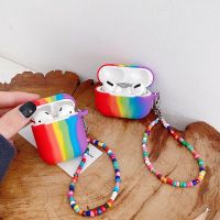 CW CuteKeyChain Silicone Earphone AccessoriesForAirpods 1 23 Soft Colorful Wristband Cover