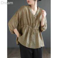 Clearance broken size summer yangqi cotton and linen shirt design sense light Ramie shirt V729