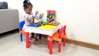 Toykidsshop (เซทสุดคุ้ม) ชุดโต๊ะเลโก้+เก้า2ตัว+เลโก้1000ชิ้น  Lego 2in1 Construction Table Set