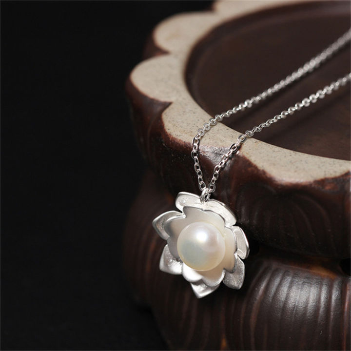 uglyless-real-s925-sterling-silver-women-elegant-lotus-pendant-necklaces-with-chains-natural-pearl-flower-chokers-ethnic-jewelry