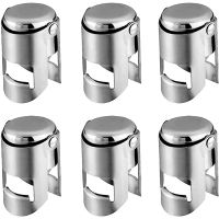 Stainless Steel Champagne Stopper Saver Wine Vacuum Preservation Leak Proof (Pack of 6)