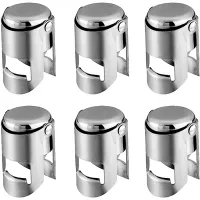 Stainless Steel Champagne Stopper Saver Wine Vacuum Preservation Leak Proof (Pack of 6)