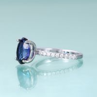 GEMS BALLET Vintage Oval 8X10mm Lab Blue Sapphire Engagement Ring 925 Sterling Silver Rose Gold Rings Birthstone Jewelry