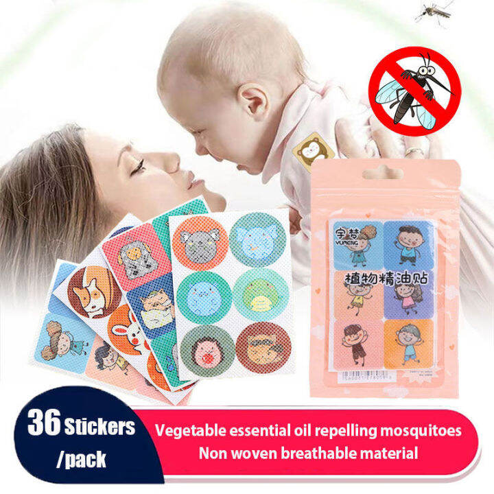 36Stickers/pack Mosquito Repellent Stickers Square Cartoon Plant