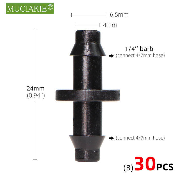 30pcs-1-4-micro-ท่อน้ำ-connector-garden-หยดชลประทานข้อต่ออะแดปเตอร์-4-7mm-barb-tee-เท่ากับ-cross-ข้อศอก-end-plug-ข้อต่อ-tutue-store