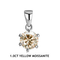 925 Silver Rhodium plating 1 Carat VVS1 Diamond Test Round Shape Moissanite Pendant Necklace Women Classic Gemstone Necklace