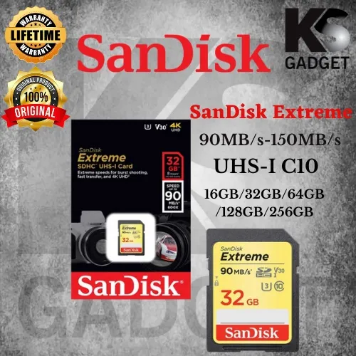 SanDisk Extreme SD Memory Card For DSLR Camera (16GB/32GB/64GB/128GB