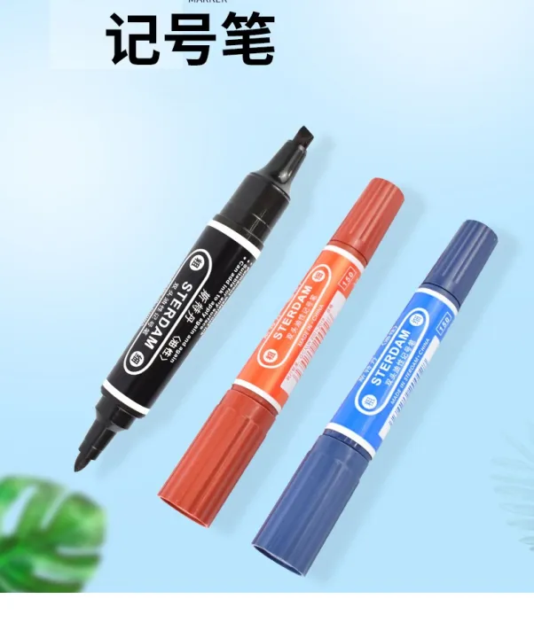 10pcs-set-std-150-a8-color-oily-marker-quick-drying-waterproof-big-head-pen-black-red-blue-double-head-marker-stationery