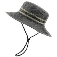 New High Quality Washed Cotton Mens Bucket Hat Boonie Hat Cap Womens Mens Striped Design Sun Hats Hiking Camping Hat