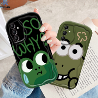 Rixuan เคส Samsung A24 A04e A14 A13 A04 A10S M23 A30s A21s A12 A02s 3D A32 A23 A04s คู่ A51การ์ตูนกบไดโนเสาร์หยักขอบโค้งเคส