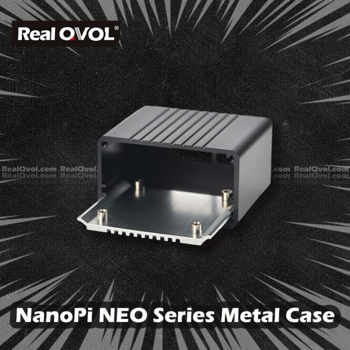 in-stock-fuchijin77-realqvol-friendlyelec-เคสด้านนอกกล่อง-neo2-zeropi-neo2สีดำกล่องโลหะแผงระบายความร้อน
