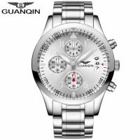 ⌚นาฬิกาผู้ชายนาฬิกาผู้ชาย GUANQIN แบรนด์หรูนาฬิกาผู้ชายธุรกิจควอตซ์สแตนเลสนาฬิกาข้อมือกันน้ำ