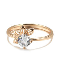 [In stock]2022 ของใหม่ 585 แหวนกลีบโรสโกลด์สำหรับผู้หญิงแหวนเพชรหนึ่งกะรัตแบบเดียวกับ TikTok แฟชั่นเรียบง่าย