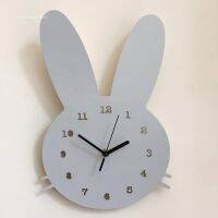 WXNordic Cute Rabbit Wooden Mute Wall Clock Bedroom Kids Room Home Decoration