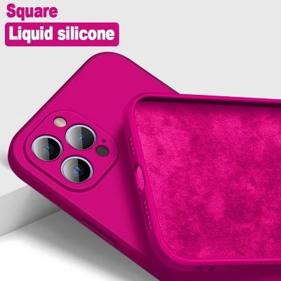 Official Square Liquid Silicone Phone Case For iPhone 11 12 13 14 Pro Max Mini XS Max X XR 7 8 Plus Full Lens Protection Cover