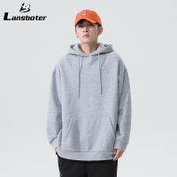 Lansboter เสื้อกันหนาวมีฮู้ดของผู้ชายสีทึบเสื้อแขนยาวเสื้อโค้ตขนแกะแจ็คเก็ตมีฮู้ดอเนกประสงค์