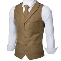 Barry.Wang Mens Pink Plaid Waistcoat Blend Tailored Collar V-neck 3 Pocket Check Vest Tie Set Formal Leisure MD-2301