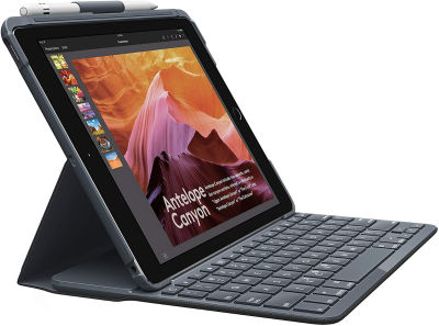 Logitech Slim Folio with Integrated Bluetooth Keyboard for iPad (5th and 6th Generation) - Black Black iPad 5th &amp; 6th Gen&nbsp;Slim Folio