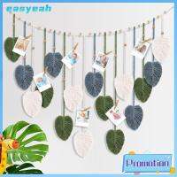 EASYEAH 1 Pcs สีเขียวอ่อน ที่แขวนผนัง macrame มัลติฟังก์ชั่ โพลีเอสเตอร์ ตกแต่งผนังห้องนอน ของใหม่ 16ใบ การตกแต่งผนัง macrame ห้องนอนและห้องนอน