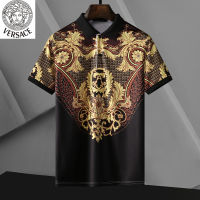 Versace เสื้อโปโลแขนสั้นสำหรับผู้ชาย,เสื้อโปโลออริจินัลเสื้อโปโลเสื้อเชิ้ตลำลองธุรกิจสำหรับฤดูร้อน