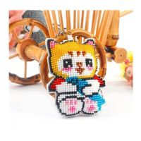 Pussycat cross stitch kit unifinished printed stamped 14ct plastic canvas DIY handmade craft needlework Keychain