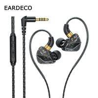 EARDECO หูฟังมีไมโครโฟนสายควบคุมโปร่งใสโปร่งใส In-Ear ชุดหูฟังหูฟังเพลง