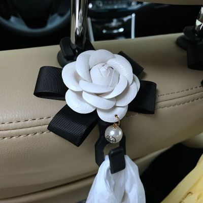 1PC Camellia Flowers Car Hooks Seat Back Hangers Organizer Auto Headrest Mount Storage Hooks Clips Styling Car Accessories