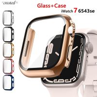 Glass cover For Apple Watch Case 44mm 40mm 45mm 41mm 42mm 38mm Accessories Plated Screen Protector iWatch series 8 6 5 4 3 se 7