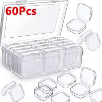 60Pcs Mini Storage Box Transparent Square Plastic Box Earrings Jewelry Packaging Storage Small Square Box Jewelry Organizer