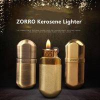 ◆№ ZORRO Retro Brass Grinding Wheel Metal Kerosene Lighter Windproof Pocket Cigarette Trenches Tobacco Lighters Smoking Accessories