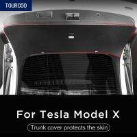 สติกเกอร์ตกแต่งลายเนื้อไม้สำหรับ Tesla รุ่น X ฟิล์มเคสป้องกันท้ายรถสติกเกอร์ตกแต่งคาร์บอนไฟเบอร์