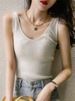 ฤดูร้อนผู้หญิงเสื้อแขนกุดถัก Tank Top ผู้หญิง Pullover Blusas Mujer De Moda 2023 Verano V คอ Tank Top เสื้อผ้าผู้หญิง G82