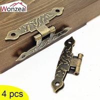 【LZ】djl074 Cabinet Hinges 2/4/6pcs Vintage Kitchen Luggage Old Jewelry Boxes Decoration With Screw Antique Brass Door Hinges For Hardware