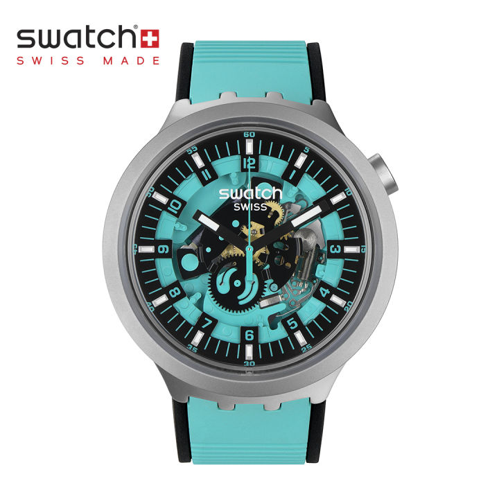 Swatch Big Bold Irony MINT TRIM SB07S111 Green Rubber Strap Watch ...