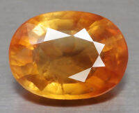 พลอย คาลไซท์ พลอยเนื้ออ่อนสีเหลืองทอง ใส 3.28 กะรัต รูปไข่ Natural Calcite 3.28 Ct. Top Golden Yellow color