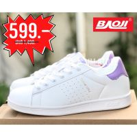 s06l5u  BAOJI ลิขสิทธิ์แท้ SALE  รองเท้าบาโอจิ ผู้หญิง นุ่ม สบาย รองเท้าออกกำลังกาย รองเท้าผ้าใบ สีขาวม่วง